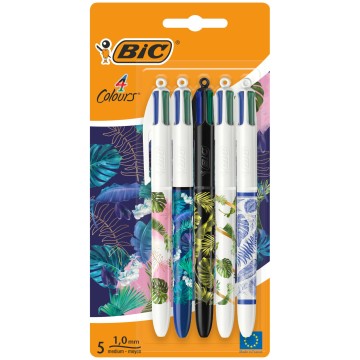 BIC 4 Colours Message Botanical Długopis 5 sztuk