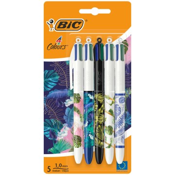 BIC 4 Colours Message Botanical Długopis 5 sztuk