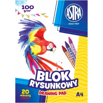 Blok rysunkowy biały ASTRA A4 100g 20 kartek