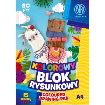 Blok rysunkowy kolorowy ASTRA A4 80g 15 kartek