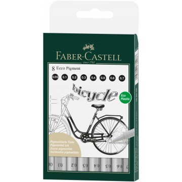 Cienkopis FABER CASTELL ECCO PIGMENT 8 sztuk