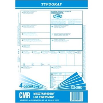 CMR list przewozowy A4 1+3 TYPOGRAF 01173