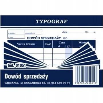Dowód sprzedaży A7 TYPOGRAF 01051