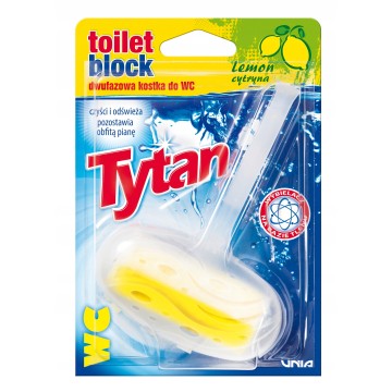 Dwufazowa kostka do WC TYTAN LEMON koszyczek 40g
