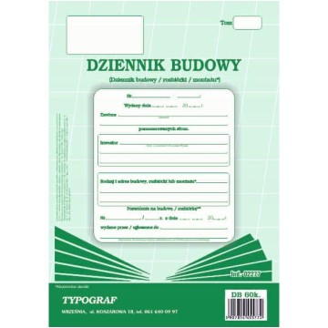Dziennik budowy 60k TYPOGRAF 02277
