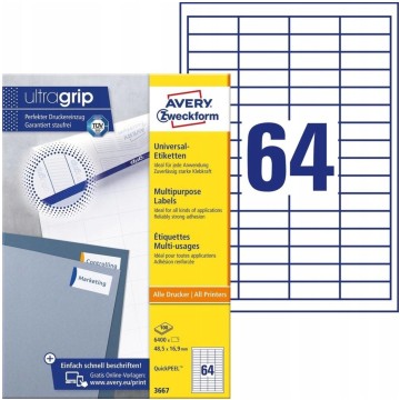 Etykiety samoprzyl. AVERY 48,5x16,9 100 sztuk