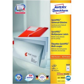 Etykiety samoprzylepne A4 AVERY 97x42,3