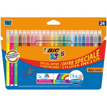 Flamastry BIC Kid Couleur Fluo 24 kolory