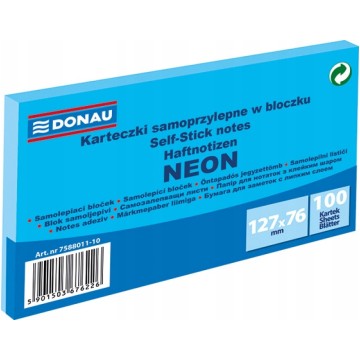 Karteczki DONAU 127x76 mm 100k neon niebieski