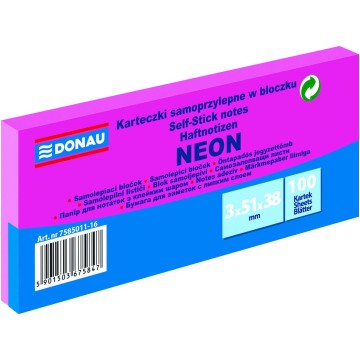 Karteczki DONAU 38x51 mm 3x100k neon różowe