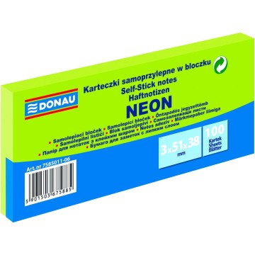 Karteczki DONAU 38x51 mm 3x100k neon zielone