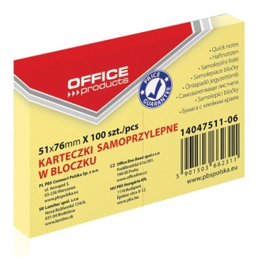 Karteczki OFFICE PRODUCTS 51x76mm żółte