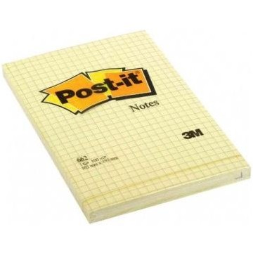 Karteczki POST-IT 102x152 100k żółte w kratkę