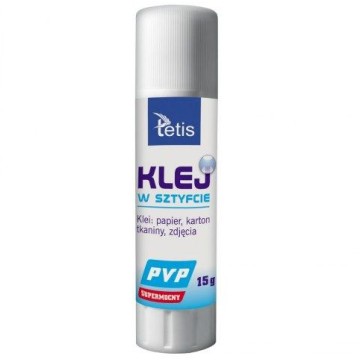 Klej w sztyfcie PVP (bezbarwny) 15g TETIS
