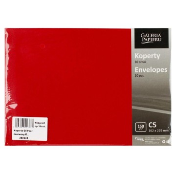 Koperta C5 Pearl czerwony 150g/m2 10szt