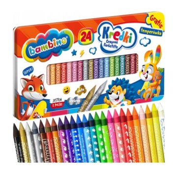 Kredki BAMINO metalowe pudełko + temperówka 24 kol