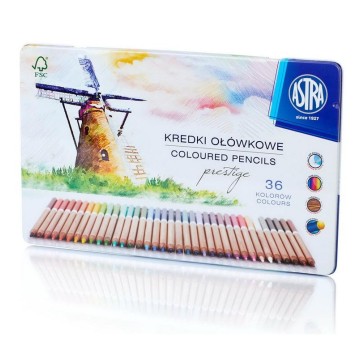 Kredki ołówkowe ASTRA PRESTIGE cedrowe met.pud 36k