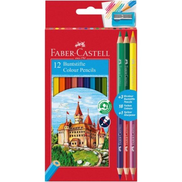 Kredki ołówkowe FABER CASTELL ZAMEK 12kol+3kol