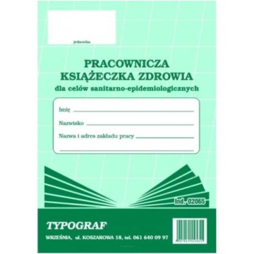 Książeczka zdrowia pracownika A6 TYPOGRAF 02065