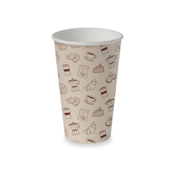 Kubek papierowy kawowy CLARINA ikonki 400ml 50 szt