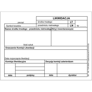 LT Likwidacja Środka Trwałego DR-149