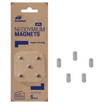 Magnesy neodymowe 5szt 5x10mm LEVIATAN