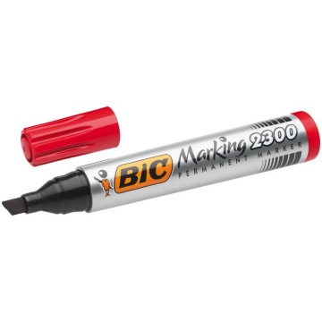 Marker permanentny BIC 2300 czerwony ścięty