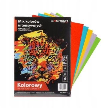 Papier kolorowy EMERSON A4 20x5 mix 80g intense