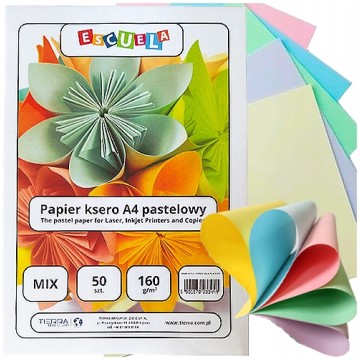 Papier ksero A4 ESCUELA 160g pastel mix 50k