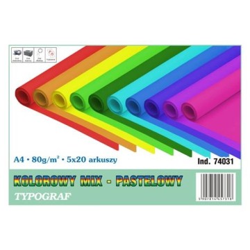 Papier ksero A4 kolorowy TYPOGRAF mix pastel' 100