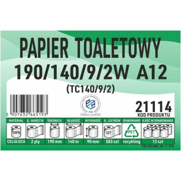 Papier toaletowy JUMBO 190/140/9/2W 12 sztuk