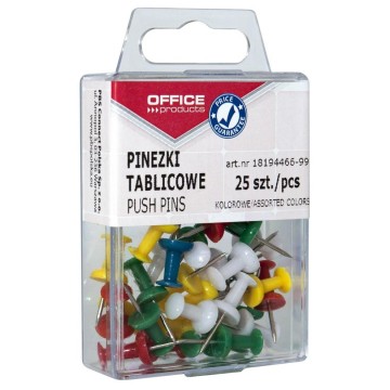 Pinezki tabicowe kolorowe OFFICE PRODUCTS 25szt