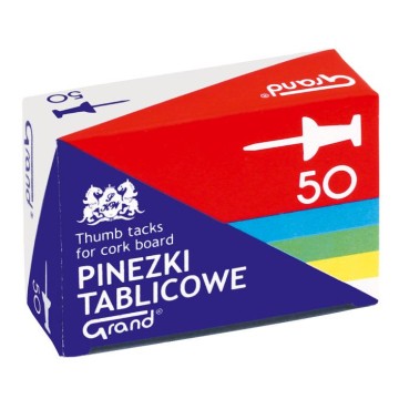 Pinezki tablicowe GRAND beczułki kartonik 50 sztuk