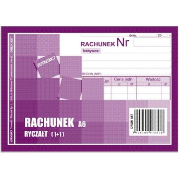 Rachunek A6 1+1 Poziom druk 857