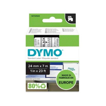 Taśma DYMO D1 24mm x 7m czarno-przezroczysta