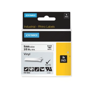 Taśma DYMO winylowa 9mm x 5,5m czarno-biała