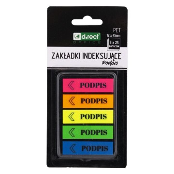 Zakładka indeksujące D.RECT 12x45mm 5x25 PODPIS