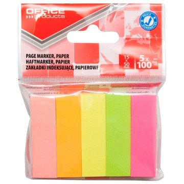 Zakładki indeksujące OP 15x50mm 5x100szt mix